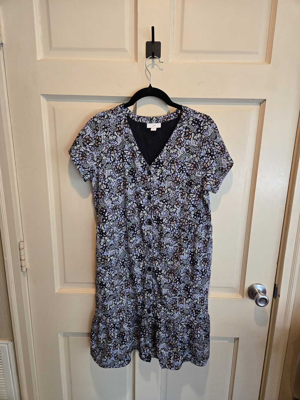 J. Jill Blue Mini Dress with Floral Print